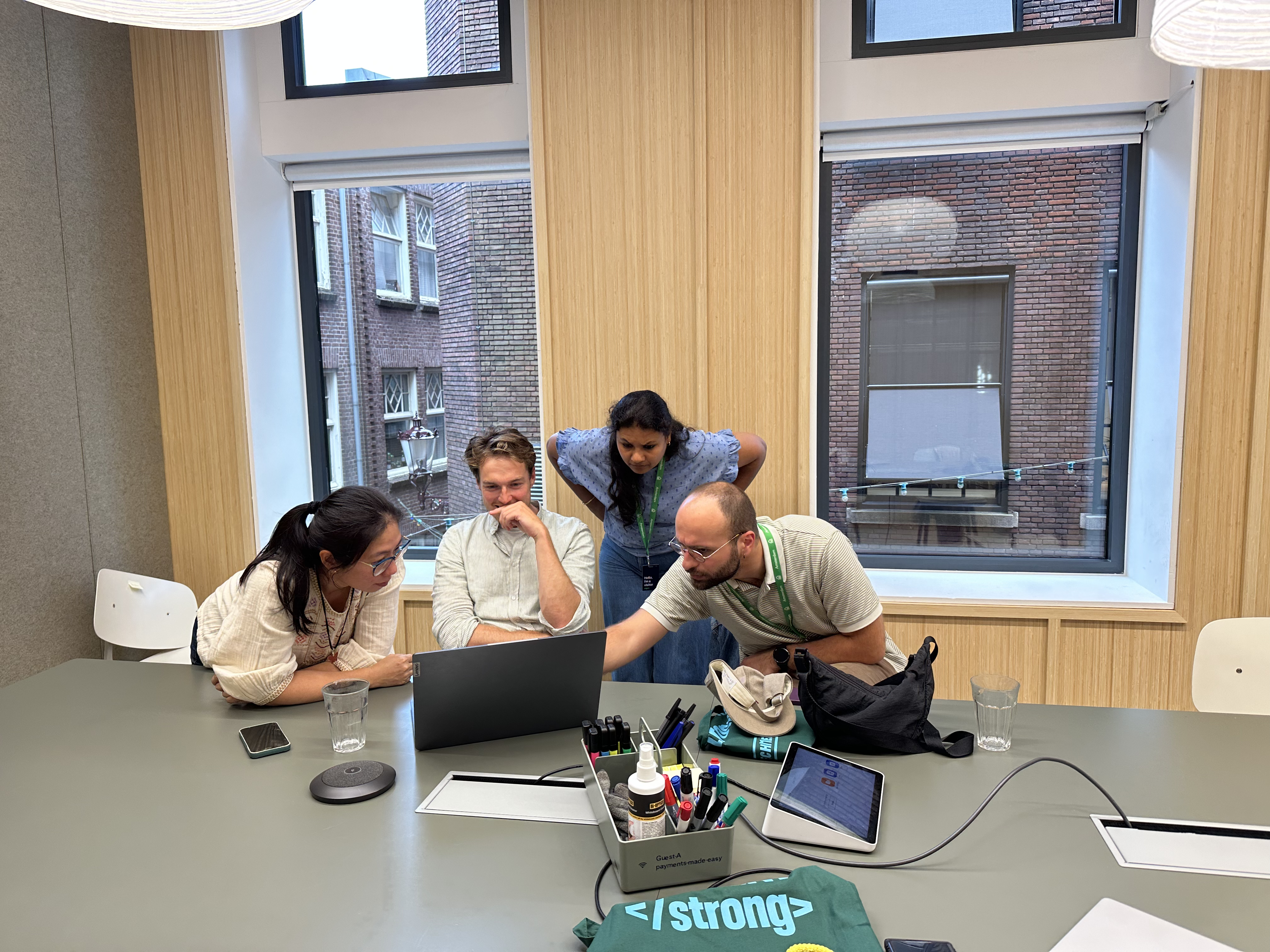 The team working finalizing the report at the final presentation.